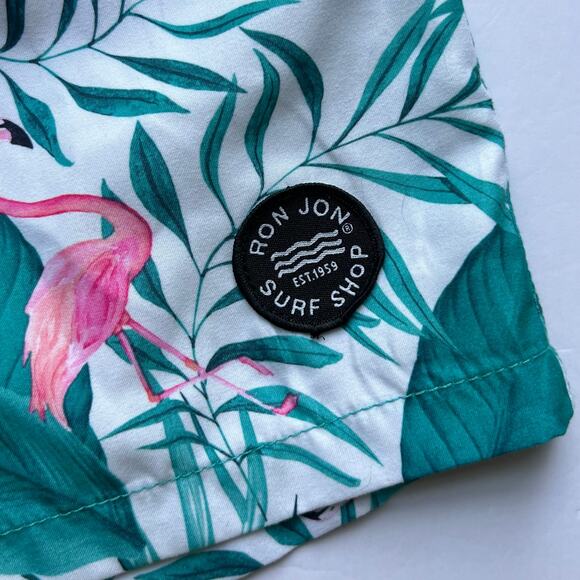 Endless Summer Ron Jon Flamingo Tropical Board Shorts Swim Suit Trunks Surf M - Picture 5 of 15